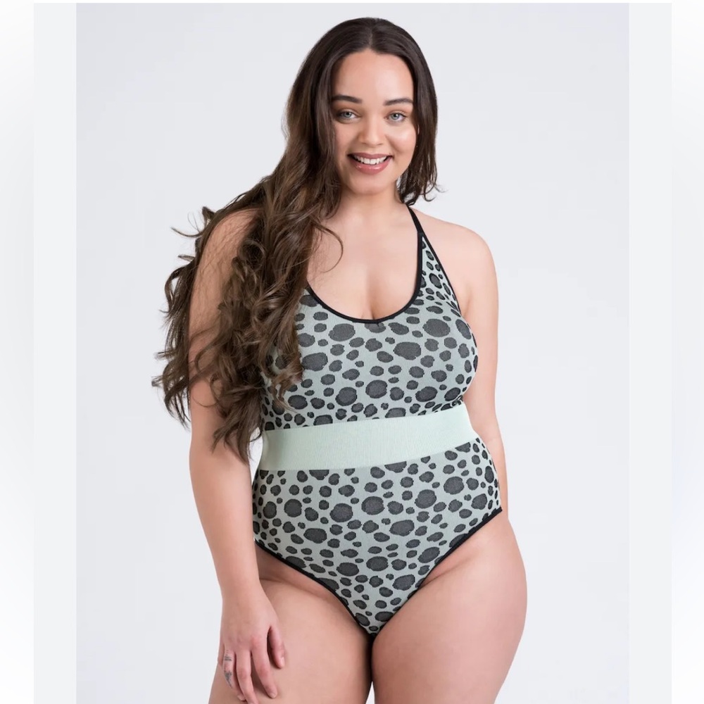 Lovehoney Mindful Mint Green Leopard Print Seamless Bodysuit